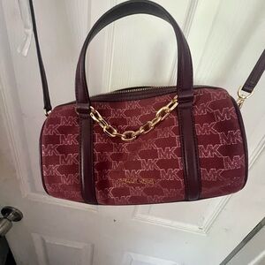Michael Kors Maroon Satchel with Gold Chain